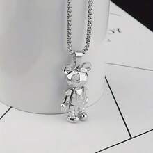 1pc Zinc Alloy Movable Arm/Leg Bear Pendant Necklace, Creative For Men's Casual Wear