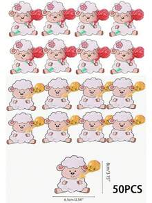 25/50pcs Sheep Cartoon Pattern Lollipop Packaging Cards, Candy Clip Cards For Chocolate Gifts Decoration Paper Cards, Back-To-School Party Favors, Birthday Party Gifts, And Rewards - Multicolor - View 8