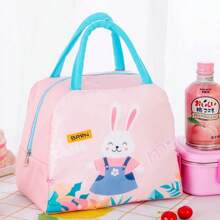 1 pieza Bolsa térmica aislada con estampado de dibujos animados, bolsa de almuerzo de pana, a prueba de fugas, suave y espaciosa, bolsa refrigeradora de almuerzo, caja de almuerzo impermeable, bolsa de maquillaje, bolsa de aseo de viaje, neceser de maquillaje de viaje