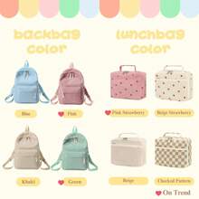 Handgefertigte Lunchbox-Tasche, Kinderlunchbox-Tasche & Rucksack 2er-Set für den Schulanfang, Mehrzweck, große Kapazität, vielseitig, multifunktional, farbig, süß, niedlich, schlicht, witzig, Kawaii, Y2K, minimalistisch, für Pendeln, Business Lässig, Basics, personalisiert, einzigartig, individualisiert, ideale Geschenke für ihn, ideale Geschenke für sie, Familie, Freunde, Freundin, für Jahrestage, Geburtstage, Urlaub/Reisen, für draußen/Ausflüge/Reisen/Wandern/Stadion/Sport/Klettern, für Geschäft/Pendeln/Arbeit/Büro, personalisierte Lunchboxen