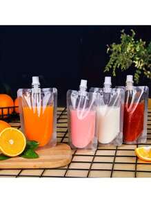 50 Stücke, transparente Düsenbeutel, Getränkeverpackungsbeutel, Sojamilch Saft Verpackungsbeutel, Plastikbeutel, Milchtee, frische Milch, selbststehender Verschlussbeutel