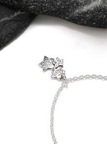 Luxurious And Elegant Pure Silver Necklace Paired With Vintage Gothic Star Shaped Pure Silver Necklace, Suitable For Both Men And Women