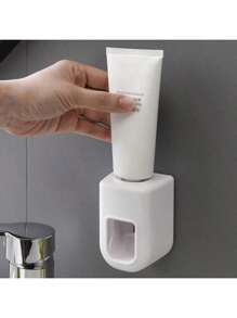 1 pièce Distributeur de dentifrice style scandinave automatique pour les murs de salle de bain, sans perçage requis, support de brosse à dents simple et décontracté, rentrée scolaire