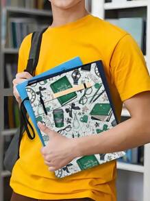 1 Pc Green Book Theme Book Cover With Zipper, Soft Cover Book Protector, Book Sleeve, Book Jacket, Book Bag, Washable Book Pouch, Multi-Function Book Storage Bag, Suitable For School, Students, Teachers, Book Lovers