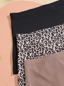 3pcs Women's Casual Gothic Style Fabric Leopard Print Low Waist Briefs, Versatile For All Seasons
