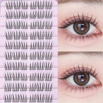 MIXIAOHE Korea Style No Glue False Eyelash 60pcs Individual Cluster DIY No Removal Natural Curly Realistic Look Daily Partition Equipped Glue Strip Extension Cluster Faux Lashes For Beginners, Length 10mm-13mm Lash Clusters,Eye Lash Clusters,Individual Eyelashes,Lashes,Fake Lashes