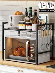 A Multifunctional Kitchen Storage Rack, Serving As Both Microwave And Oven Rack, Dual-Layer Design For Storing Spices And Other Items, Also Suitable For Home Decor, Bathroom Supplies, Birthday Gifts, New Year Gifts, Valentine's Day Gifts, Etc.