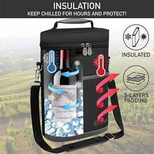 New  2 Bottle Wine Carrier Tote, Insulated Leakproof Wine Cooler Bag, Wine Travel Bag Tote For Picnic BYOB Beach, Portable Wine Bottle Carrying Case, Gift For Wine Lover Women Men Christmas, Dark Grey - Dark Gray - View 2