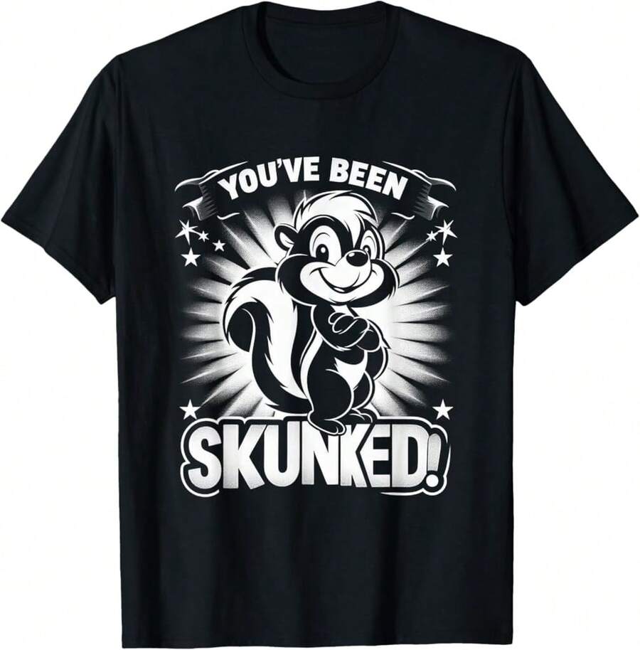Funny Skunk Tee - You'Ve Been Skunked Cute Skunk Lover T-Shirt Gift For Nurse Luxury Gift For Hercotton T Shirt,Graphic Tees,Vintage T Shirts,100 Percent Cotton T Shirt,Oversize - Black - View 1