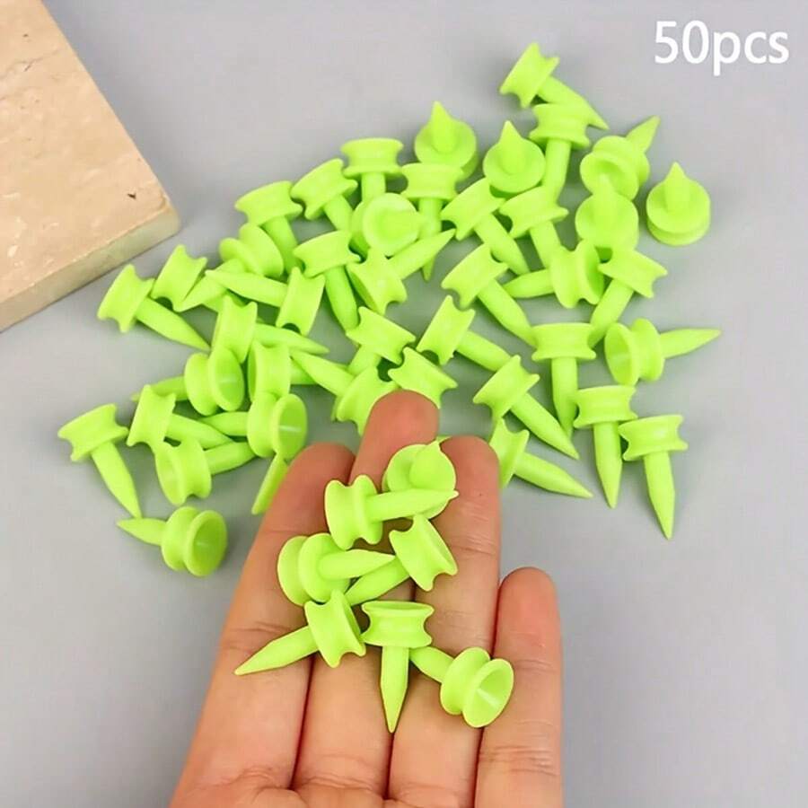10/20/50pcs Golf Spikes, Rubber & Plastic Golf Tee, Suitable For Golf Sports - Green - View 1