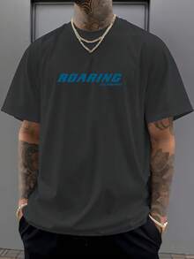 Men's Casual Motorcycle Slogan Print Sports T-Shirt, Summer - Grey - View 2