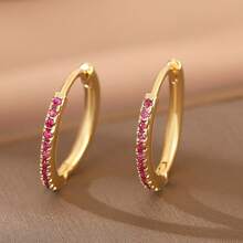 ​​病毒彩虹锆石环状耳带 - 铜基街头潮流耳夹（多色棱镜闪光，适合嘻哈/锐舞场景）​​ - 彩色 - 查看 6