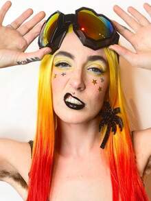 1 件心形超大时尚护目镜，个性化 Y2K 滑雪护目镜，适合滑雪运动时尚眼镜 - 黑色 - 查看 6