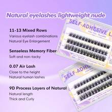 [39Pcs]GENIELASH Glue-Free Feather Eyelash For Beginner Self Adhesive Eyelashes Natural False Eyelashes No Need Glue