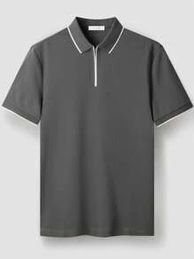 Camisa polo de manga corta con cierre parcial y cuello casual con perlas, nueva para la primavera y el verano, para hombres de negocios ligera