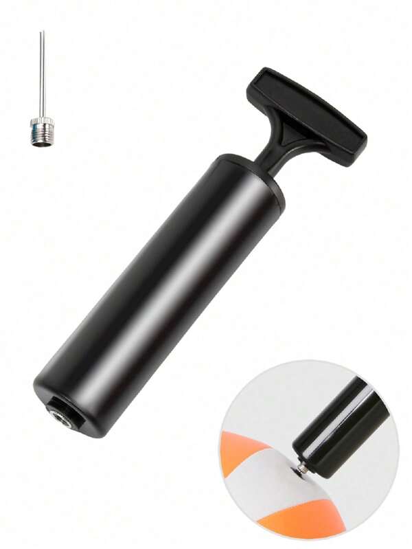 1pc Portable Mini Pump, Balloon, Swimming Ring, Basketball, Volleyball, Football Inflation Device (Black), Beach Essentials, Beach Accessories, Pool Float