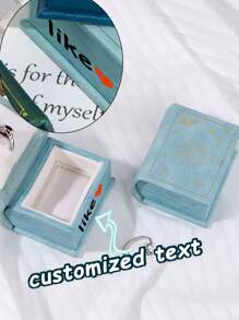 Customized Retro Book Ring Box; Mini Proposal Jewelry Box With Text Personalization; Vintage Celestial Design Ring Holder; Romantic Gift For Wife, Girlfriend, Or Mom; Creative Wedding Or Anniversary Jewelry Packaging.