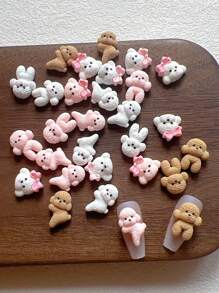 30 Pcs Cute Teddy Dog Shaped Resin Nail Art 3D Decorations