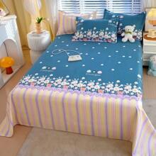 3pcs/Set Soft & Skin-Friendly Printed Thicken Bedding Set, Fashionable & Minimalist Luxury Bedsheet, Pillowcase Suit For Bedroom, All Season
