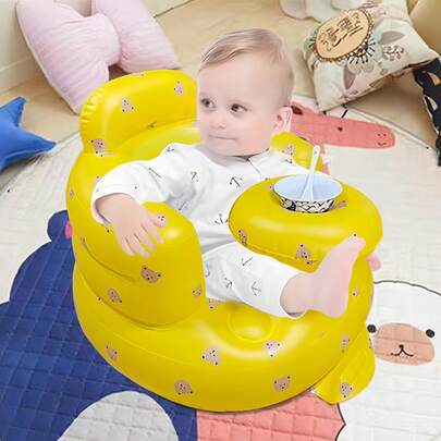 WholeNight 1pc Inflatable Child Seat, Baby Learning To Sit Chair, Floor Sitting Style Children's Seat - Built-In Pump, Portable Baby Seat, Baby Bath Seat, Suitable For 3-36 Months