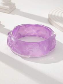 1 pieza Brazalete de resina iridiscente con brillo y destellos, set de brazaletes acrílicos de colores caramelo de verano, brazalete grueso de mujer, joyería de moda para uso diario, fiestas y citas