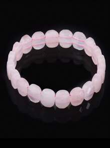 1 pieza Brazalete de piedra natural CSJA para hombres y mujeres, pulsera con cuentas ovaladas facetadas de obsidiana, cuarzo rosa, cristal de roca y ojo de tigre, joyería de verano, regalo