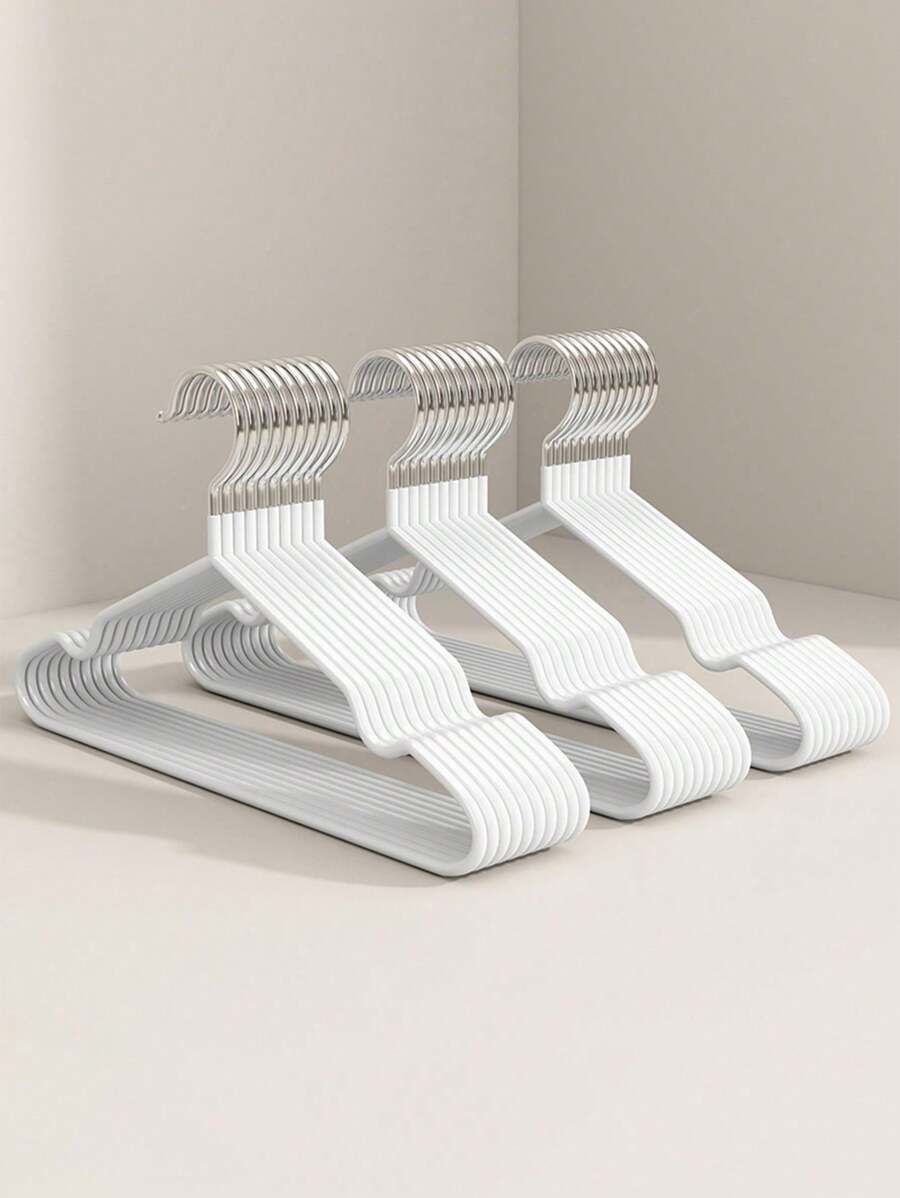10/15/16/18/20/30/40pcs Set Simple & Elegant Coated Thickened Garment Hangers, Lightweight Portable Adult Clothes Hangers With Anti-Slip & No Trace Design, Suitable For Home Laundry, Lingerie Storage, Preventing Messy Clothes, Christmas Outfit Organization