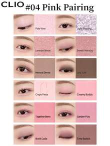 Clio K-Beauty PRO EYE PALETTE AIR 12色眼影盤，全方位彩妝盤，啞光亮片眼影、腮紅、打亮眼影 - 04 PINK PAIRING - 查看 6