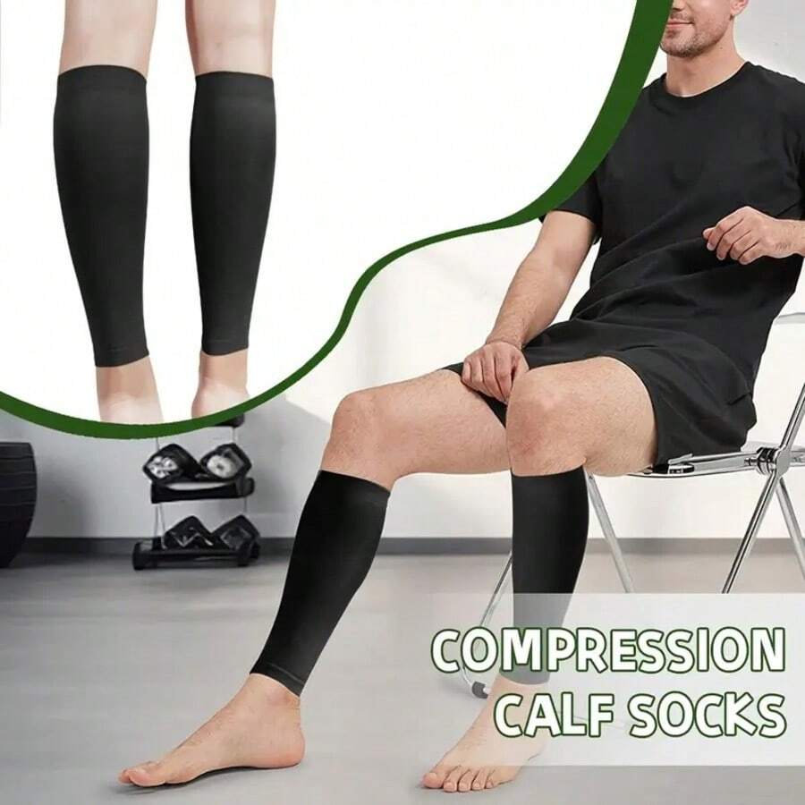 2pcs/Set Sports Compression Socks, Multifunctional Leg Accessory | Gradient Compression, Cross-Shaped Calf Sleeve, Leg Support, Graduated Pressure Socks, Relieve Leg Fatigue From Long Standing, Suitable For Travel, Flight, Long Periods Of Standing, Unisex, Black, Nude