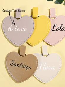 1pc Personalized Wedding Makeup Heart Shaped Mirror - Bridesmaid Gift - Customized PU Leather Compact Mirror - Handy Mirror - Bridal Party Gift - Gift For Mom, Sister, Her