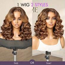 8-20inch 200% Density Bob Wig Human Hair 4/27 Highlight Ombre Honey Blonde HD Lace Front Wig Human Hair 13X4 Body Wave Lace Front Wigs Human Hair Pre Plucked With Baby Hair For Women - S4/27 - Xem 6