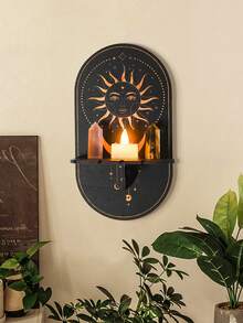 1 pieza de Estantería de pared montada creativa y minimalista (los clavos no están incluidos), disponible en múltiples estilos: libélula, hoja de plátano, mariposa, loto - Accesorio colgante de decoración de pared, estantería de almacenamiento pequeña de madera de bricolaje