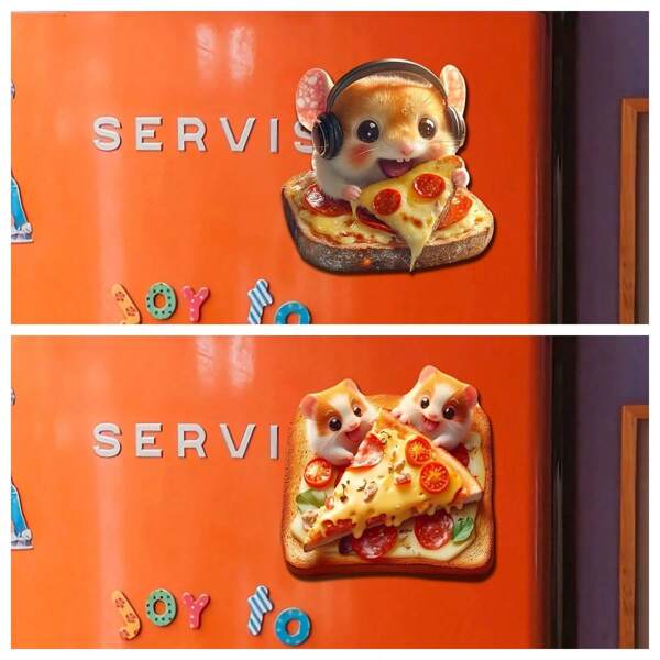 1pc Cute Hamster Listening To Music & Eating Food Fridge Magnet, Made Of Acrylic And Soft Rubber Magnetic Material, Creative Home Decor, Magnetic Sticker For Refrigerator, Metal Door, Iron Furniture, Storage Cabinet, Great Gift For Family And Friends