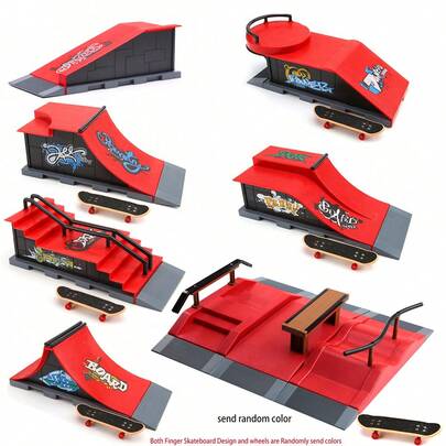 Christmas Decoration Finger Skateboard Ramp Set, Mini Finger Skateboard Park Ramp Kit Fingerboard Half Pipe Ultimate Parks Training Props Accessories, Skateboard Toys Set Birthday Gift For Adult,Pro Fingerboard,Skateboard Stuff,Tec Deck,Skateboard,Christmas,Finger Skateboard,Dek,Skateboard>Wpc,Half Birthday
