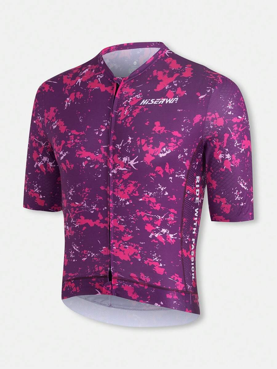 HISERWA Men'S Lightweight Breathable Cycling Jersey - Short Sleeve, Zip-Up Bicycle Shirt With Pockets, Sunscreen UPF50+,Colorful Graphic Design For Summer Sports,Cycling Clothes