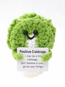 1个手工钩织可爱娃娃摆件，附赠卡片，适用于盆栽植物、卧室、办公室、客厅、家居、景观、汽车、窗户等场所，毛绒娃娃，积极向上，针织填充动物，钩织毛绒娃娃礼物