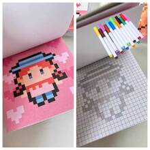 1 pieza/6 piezas/7 piezas/16 piezas Libro de pegatinas de colorear de mini píxeles, también se puede usar como libro de referencia para dibujos de frijoles, se puede desprender como una tarjeta, decoración DIY, también adecuado para regalos festivos