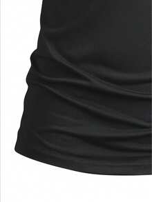 Herren einfarbiges atmungsaktives modisches lässiges Business Fitness elastisches Poloshirt, Boyfriend-Stil schwarz für den Sommer - Schwarz - Übersicht 6