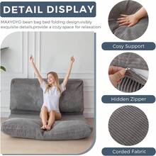 MAXYOYO - Puf plegable para sofá, cama, colchón de piso para adultos, grueso y largo con funda lavable con, gris, 30 x 95 pulgadas - Estrella Lunar - Ver 12