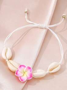 Boho Beach Bracelet, Decorated With Flower & Shell Braid Design For Women