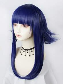 18 Inch Short Dark Blue Straight Cosplay Party Wigs With Bangs For Cosplay Or Party - Navy Blue - View 3