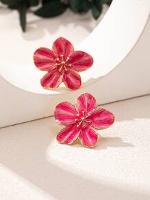 1pc Oil Drop Jelly Transparent Dangling Earrings With 5-Petal Flower & Marigold Shape, Elegant, High-Quality, Versatile Everyday Jewelry