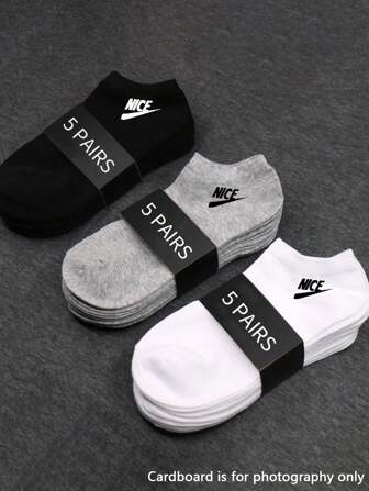 15pcs/10pcs/5pcs Women Solid Black, White, Grey Casual Fashionable Ankle Socks, Breathable Comfortable Short Socks, Suitable For All Seasons