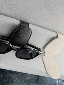 1pc Universal Car Sun Visor Glasses Clip, PU Material, Car Glasses Holder, Interior Accessory, Glasses Storage Rack, Essential For Sunshade, Suitable For Driving, Vacation, Back To School, Weekend Camping, Also A Great Gift For Mother, Girlfriend, Boyfriend, Father, Perfect Present For Teachers, Essential Car Accessory