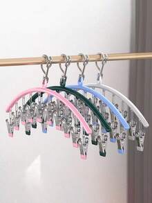 1 Peça Pregador de Roupa Aleatório de Aço Inoxidável, Clipe Multiuso À Prova de Vento para Meias, Cabide de Roupa em Formato de Arco, Economiza Espaço, Multiuso para Roupas Íntimas, Calças de Ioga, etc. Clipe de Secagem, Secador de Roupas de Verão para Cima e Embaixo, Cabide Organizador com 10 Clipes, Adequado para Casa, Escola, Hotel e Acessórios de Viagem, Temporada de Volta às Aulas, Acessórios Domésticos