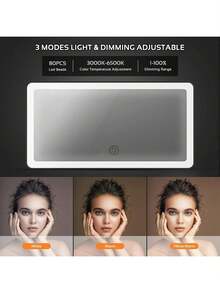 320mAh LED Lighted Car Visor Makeup Mirror, Rechargeable Vanity Mirror With Touch Control 3 Lighting Modes, Clip-On Rearview Mirror Makeup Mirror, Suitable For All Vehicles, Universal Car Interior Accessory - Ideal Christmas Gift, Perfect Valentine's Day Gift - White - View 6