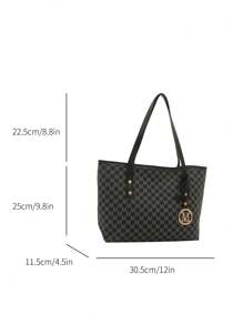 Fashionable Geometric Pattern Foldable Tote Bag With Large Capacity,Mini Wallet Included,Suitable For Girls And Women For Shopping,Commuting,And Holiday Travel, Old Money Style Women Bag School Bag