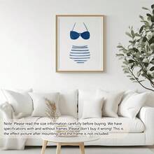 2 件/套无框水彩复古风格泳衣艺术帆布画，海军蓝和白色泳衣艺术，海滨别墅装饰，湖畔别墅墙壁艺术，儿童房装饰，海报，墙壁艺术，房间装饰用品，沿海装饰墙壁艺术 - 彩色 - 查看 11