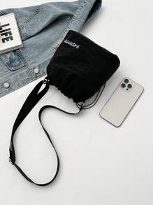 New Summer Nylon Sling Bag - Unique Design Drawstring Shoulder Bag - Japanese Fashionable Pleated Bucket Bag For Women