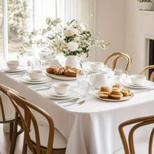 10-Piece Set Of 102x60-Inch White Tablecloth Covers, Heat-Resistant Material, Perfect For Holiday Buffet Tables - White - View 5